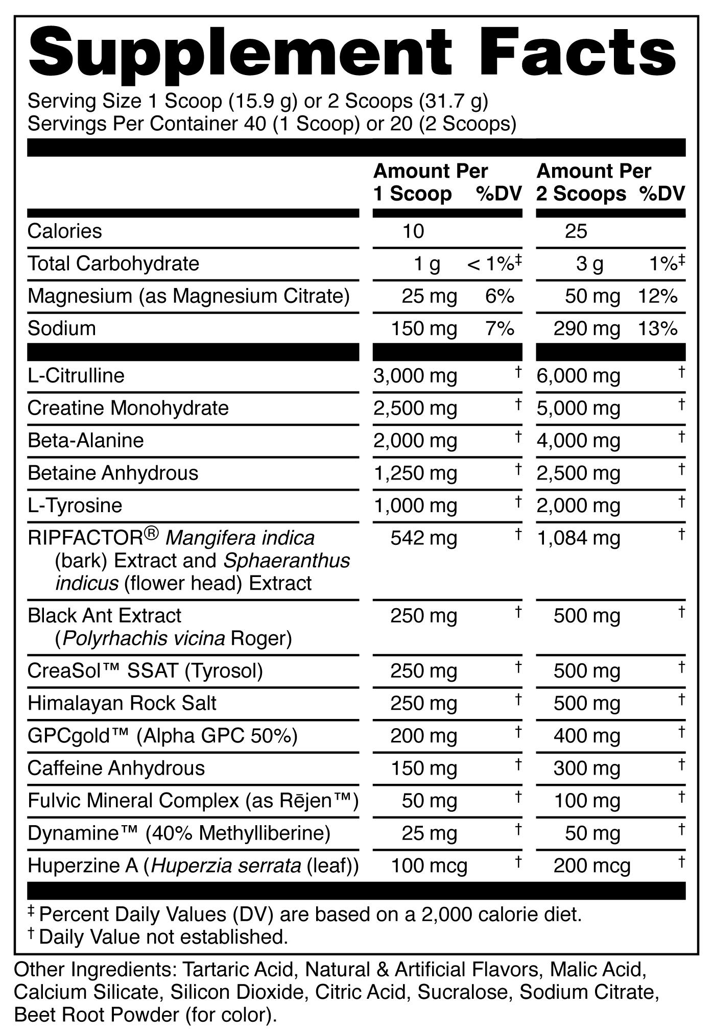 Bucked Up Black Ant Pre Workout Full Supplement Facts Panel Bucked Up Black Ant Pre Workout Full Supplement Facts Panel