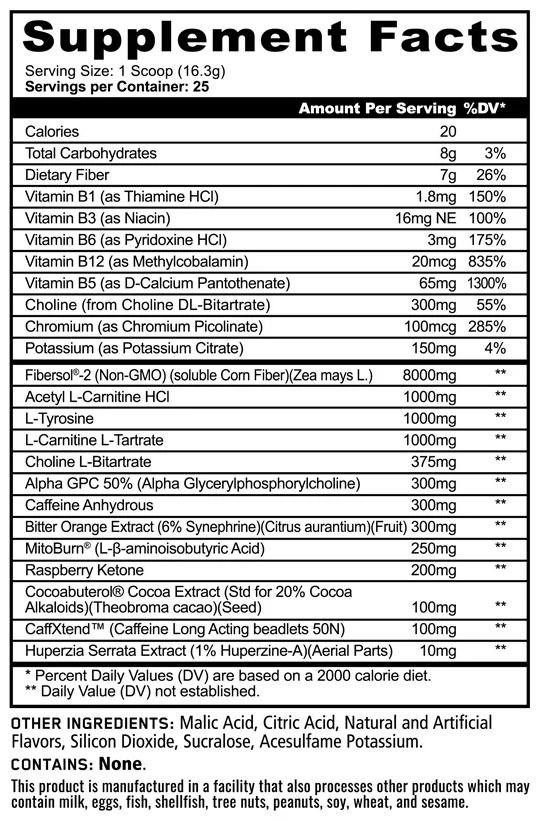 Burn Max by Panda Supplements - Dragonfruit Watermelon - Supplement Facts
