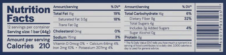Perfect Amino Bar by BodyHealth - 1 Box (12 Bars) - Blondie - Supplement Facts