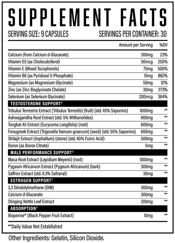 Rebirth PCT by Huge Supplements - Supplement Facts