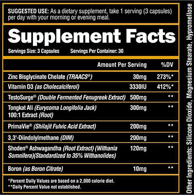 SuperHuman Test by Alpha Lion - Supplement Facts