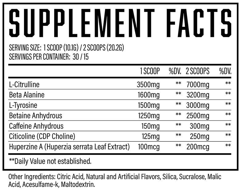 Wrecked Core Pre Workout by Huge Supplements - Supplement Facts