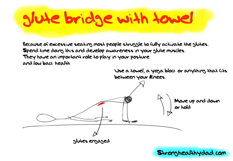 glute bridge with towel isometrics